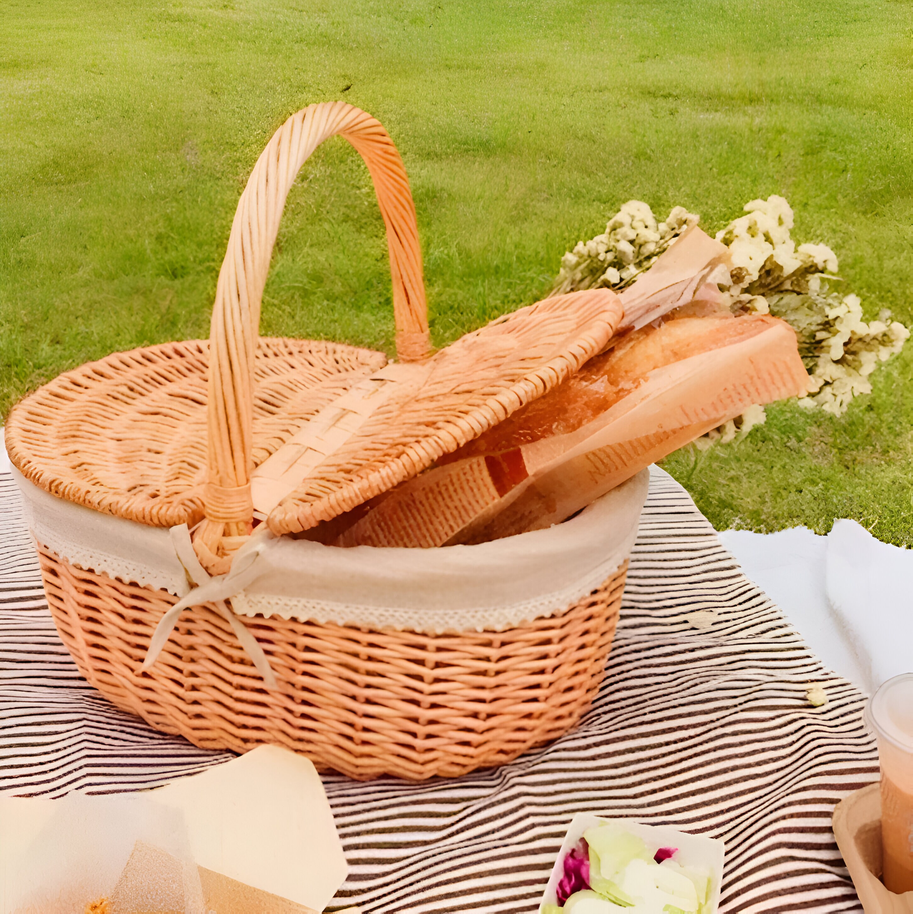 Wicker basket picnic basket camping gift basket wicker Etsy 日本