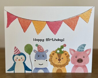 Kids Birthday Card Greeting Card Happy Birthday Card Homemade Card Blank Inside Birthday Card