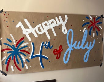Banner pintado personalizado: banner artesanal pintado a mano en papel Kraft, ¡cumpleaños, graduación, días festivos!