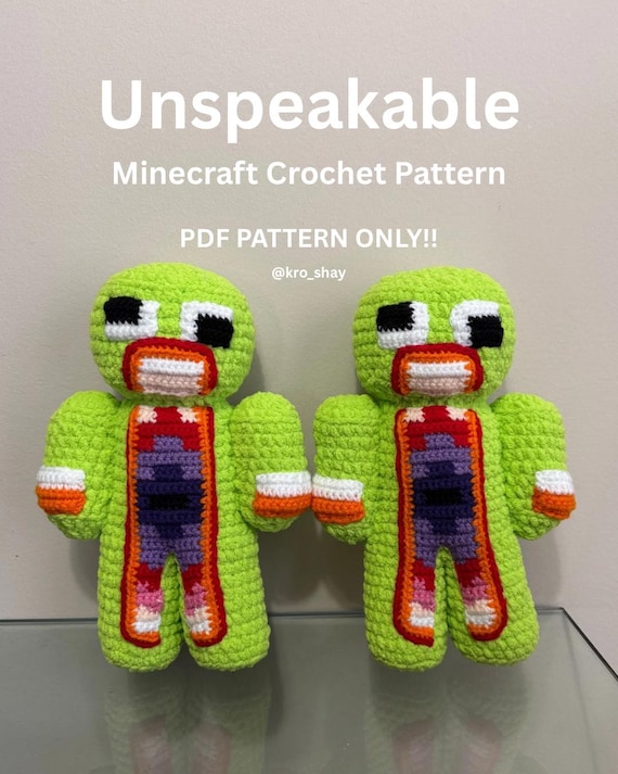 Unspeakable Minecraft Crochet PATTERN, Amigurumi, Stuffed Animal