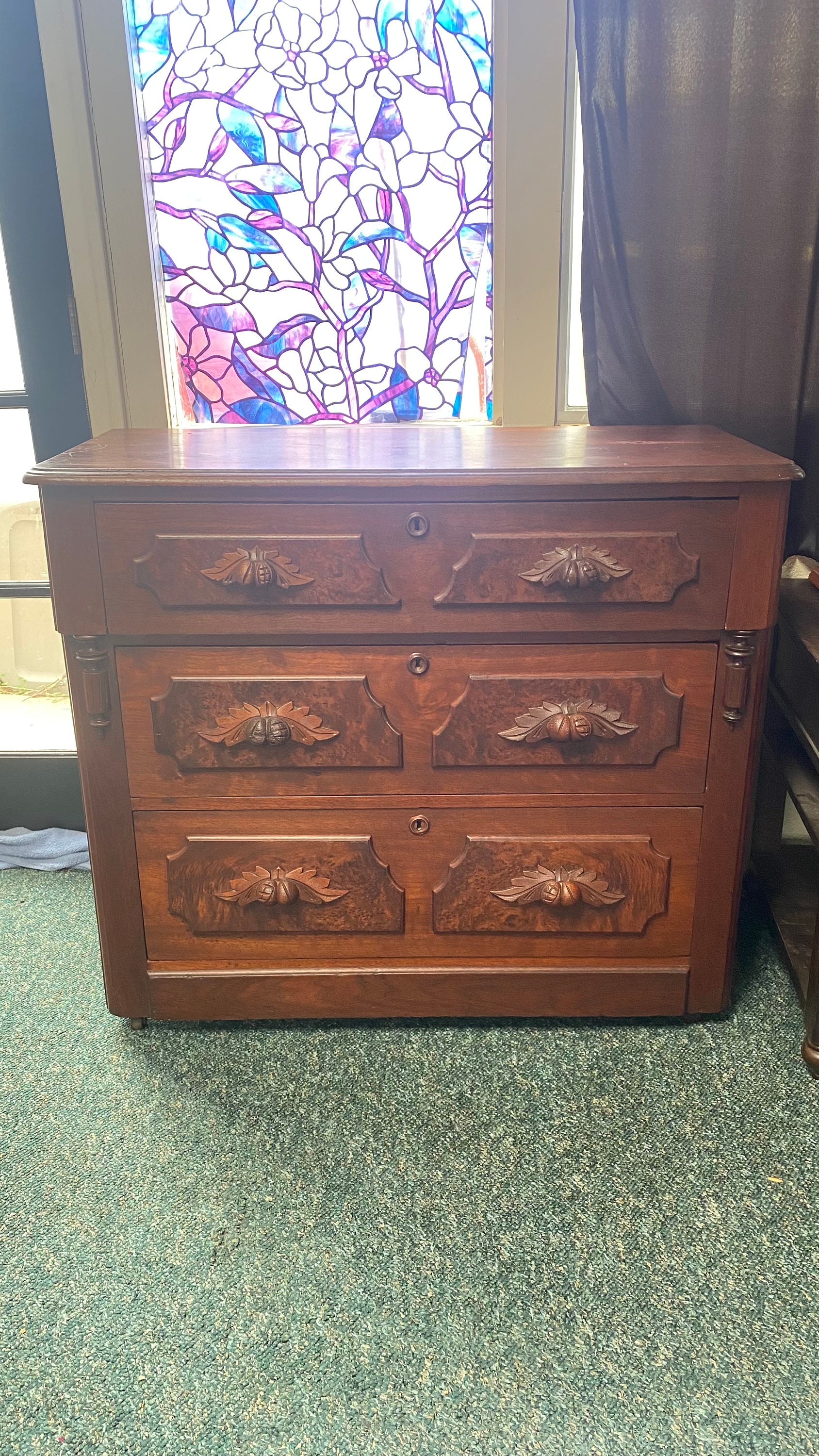 Antique Eastlake Three Drawer Dresser With Hand Carvings - Etsy