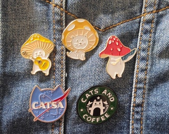 NASA Mushroom Cat Pin