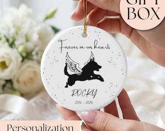 Personalized Belgian Malinois Memorial Ornament, Custom Dog Remembrance Ornament, Sympathy Gift, Pet Memorial Gift, Custom Dog Loss Keepsake