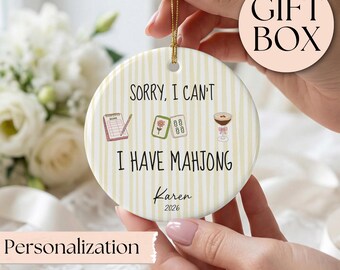 Personalized Mahjong Ornament, Custom Mahjong Gift, Merry Mahjong, Mahjong Team Gift, First Year Mahjong, Mahjong Gift Ideas