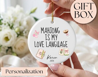 Personalized Mahjong Ornament, Custom Mahjong Gift, Merry Mahjong, Mahjong Team Gift, First Year Mahjong, Mahjong Gift Ideas