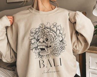 Sweat-shirt Bali, Sweat-shirt Indonésie, Sweat-shirt tendance, Voyage en Indonésie, Sweat-shirt style minimaliste Bali, Pull de voyage, Taille 10