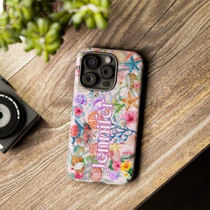 Coconut Girl Custom Beachy Tough Phone Case, Summer Themed Collage bow Aesthetic, Tropical Beach Preppy Personalized Case for iPhone,