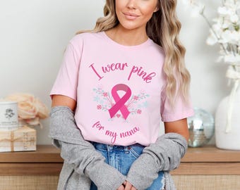 I Wear Pink for Custom Shirt, Personalize Family Breast Cancer Shirt, Cancer Awareness Shirt, Pink Ribbon Shirt,Breast Cancer Support Gift 4