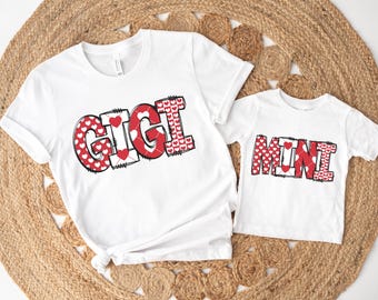 Gigi Mini Valentine Matching Sweatshirt, Family Matching Valentines Day Shirt, Nana Valentine Shirt, Valentine Sweatshirt Womens, Pink Shirt