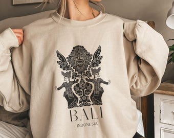 Sweat-shirt Bali, Sweat-shirt Indonésie, Sweat-shirt tendance, Voyage en Indonésie, Sweat-shirt style minimaliste Bali, Pull de voyage, 1