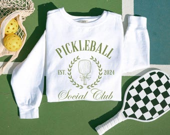 Pickleball Social Club Sweatshirt, Sport Graphic Tees, Pickleball Gifts, Sport Shirt, Pickleball Shirt for Women, Gift for Her, Sport Outfit