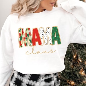 Mama Claus Brushstroke Sweatshirt, Christmas Mom Shirt, Christmas Merry Mama Shirt, Family Christmas Shirt, Holiday Mom Shirt, Gift for Mom