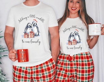 Cute Penguin Christmas Pregnancy Announcement Shirt, Pregnancy Reveal Christmas, Maternity Christmas Shirt, Matching Couple Pregnancy Tee