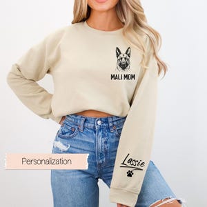 Malinois Mom Personalized Sleeve Sweatshirt, Belgian Malinois Mom, Maligator Mom Shirt,Custom Belgian Malinois Sweatshirt,Dog Mom Sweatshirt