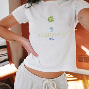 Sorrento Lemons Baby Tee, Vintage Italy Baby Tee, Y2K Baby Tee, Summer Italy Shirt, Seafood Italian Summer, Coastal Grandma Aesthetic