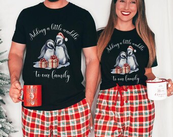 Cute Penguin Christmas Pregnancy Announcement Shirt, Pregnancy Reveal Christmas, Maternity Christmas Shirt, Matching Couple Pregnancy Tee