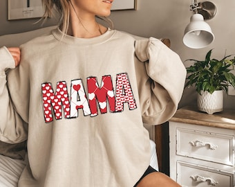 Mama Valentine Sweatshirt, Valentines Day Shirt, Mama Valentine Shirt, Mama Shirt, Valentine Sweatshirt Womens, Valentine's Day Pink Shirt