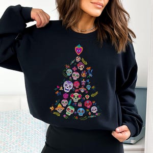 Mexican Catrina Christmas Tree Sweatshirt, Cactus Shirt, Mexican Christmas Tree, Culture Christmas Sweatshirt, Navidad Shirt, Arbol Navideño