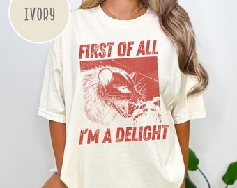 T-shirt humoristique avec un opossum en colère, couleurs confortables, t-shirt graphique tendance, t-shirt sarcastique, t-shirt bizarre, inspiration vintage