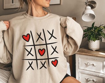 Womens Valentines Hearts Sweatshirt, Valentine's Day Pink Shirt, Nine Grid Valentine, Valentine Sweatshirt, Women's Valentines Sweatshirt