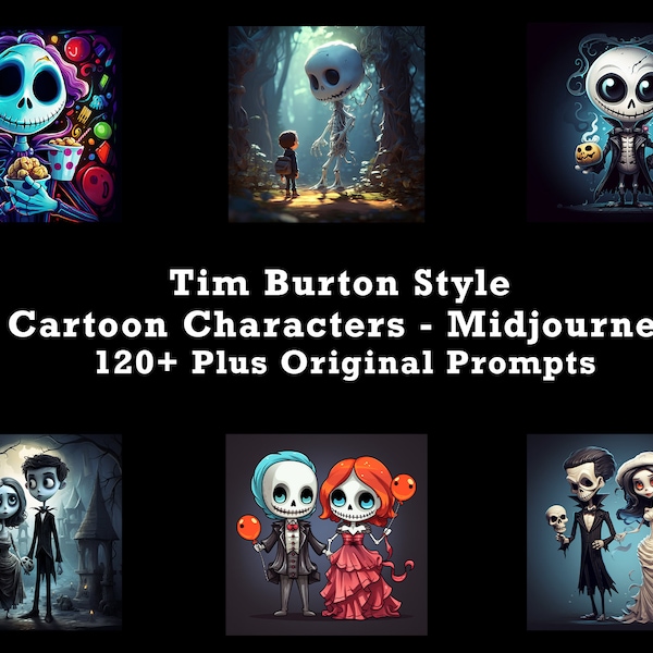 Tim Burton Style Cartoon Characters - Midjourney