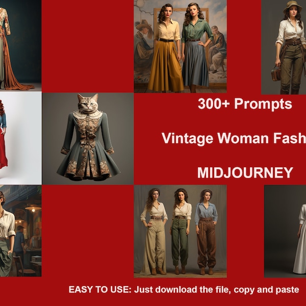 Midjourney 300+ Vintage Women Clothes Prompts