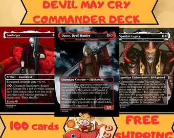 Devil May Cry Commander Deck: Dante as Baeloth Barrityl - Unleash Fury and Style on Every Card! High Quality Custom Proxy Deck amaizing art