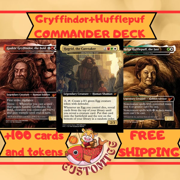 Hagrid's Commander Deck in MTG: Gryffindor and Hufflepuff PROXY PREMIUM mtg, High Quality Custom Cards in English handmade