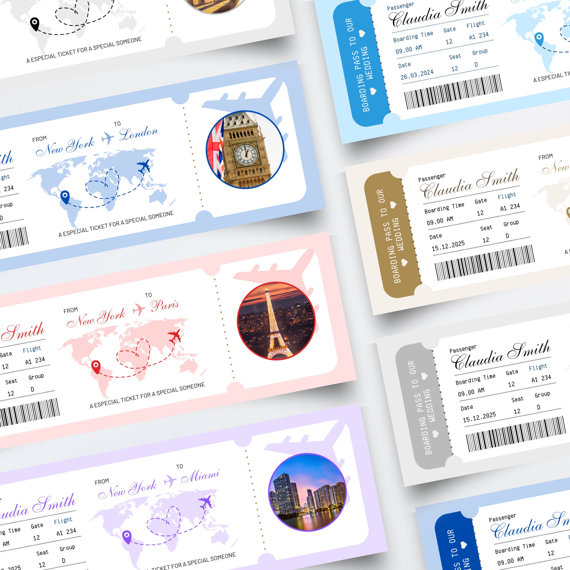 Custom Pass Tickets Editable Boarding Pass Template, Airline Ticket Canva, Printable ...