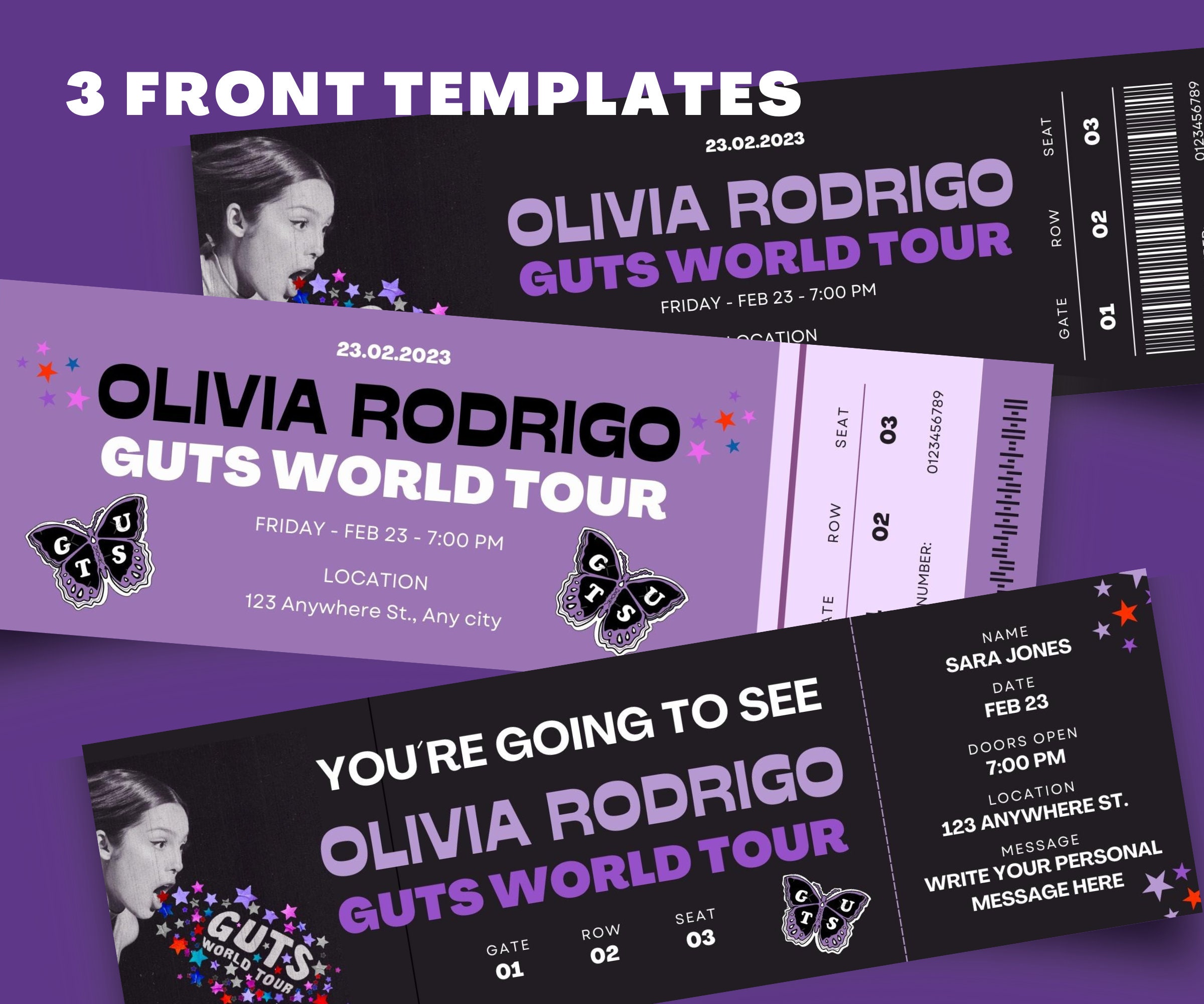 CUSTOMIZABLE Printable Olivia Rodrigo Guts Tour Ticket Stub Souvenir