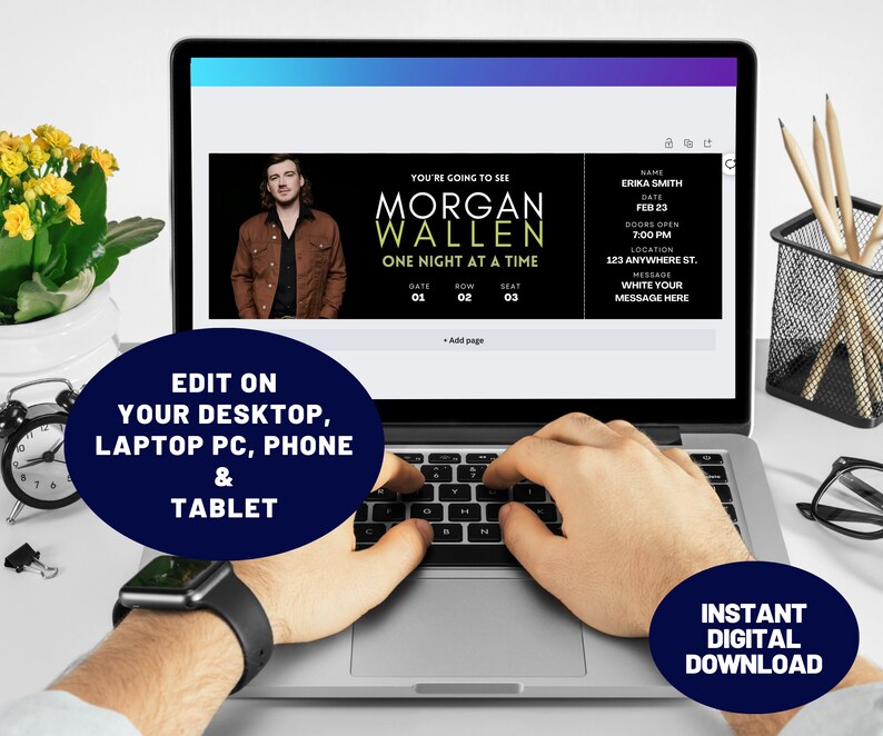 Editable Wallen Concert Ticket Template Concert Ticket Gift