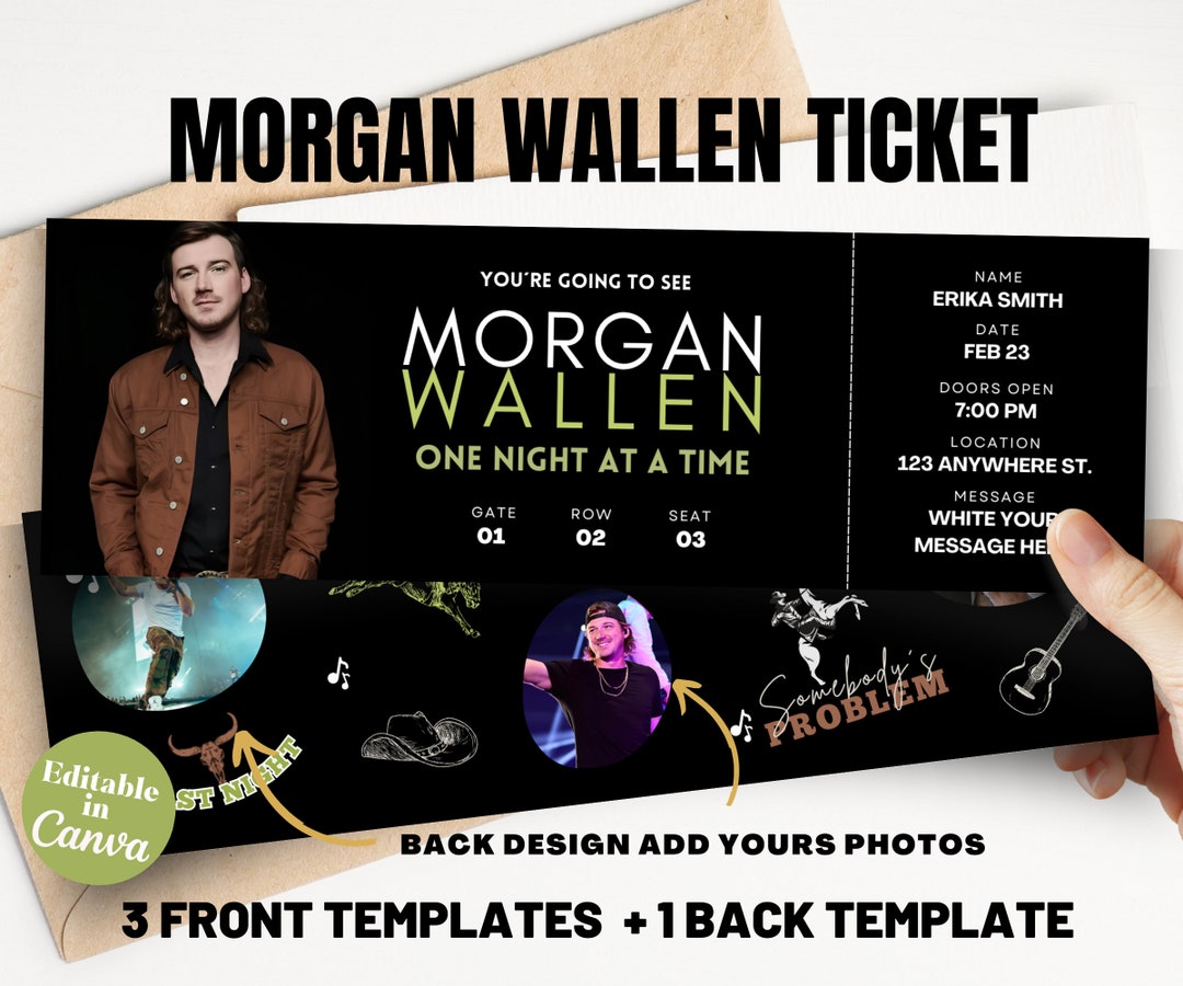 Editable Wallen Concert Ticket Template Concert Ticket Gift