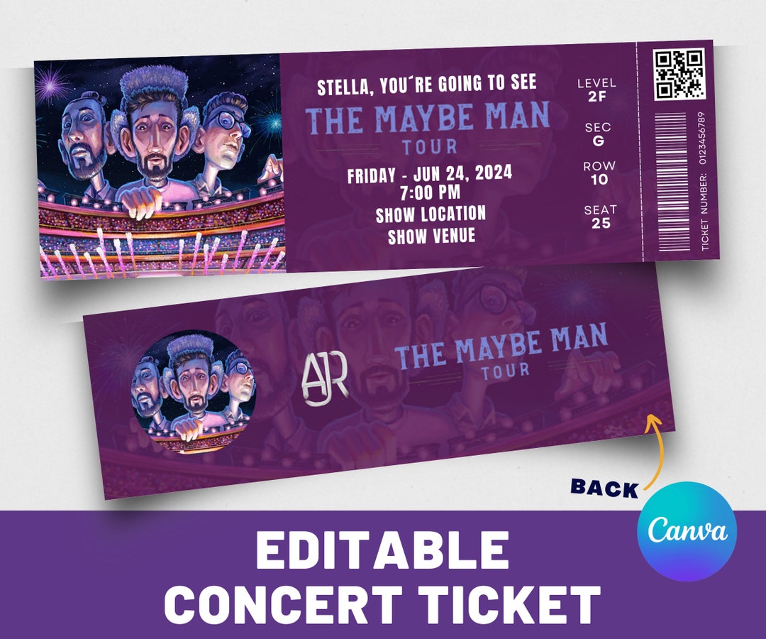 Printable AJR Ticket the Maybe Man Tour 2024 Concert Show Pass Surprise