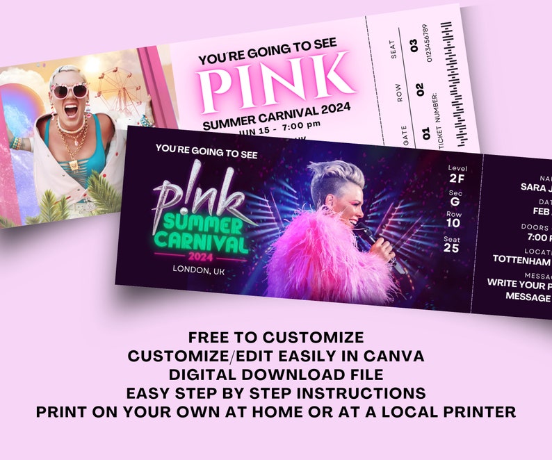 Personalized Surprise Pink Summer Carnival 2024 Concert Etsy Australia