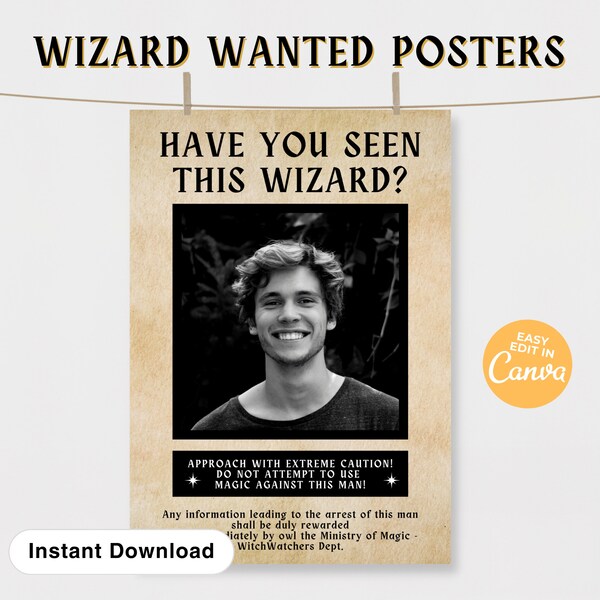 Wizard Wanted Personalized Poster Template, Printable Download, Birthday Party Decoration, Hogwarts Wall Art, Potter Fan Gift, Harry Magic