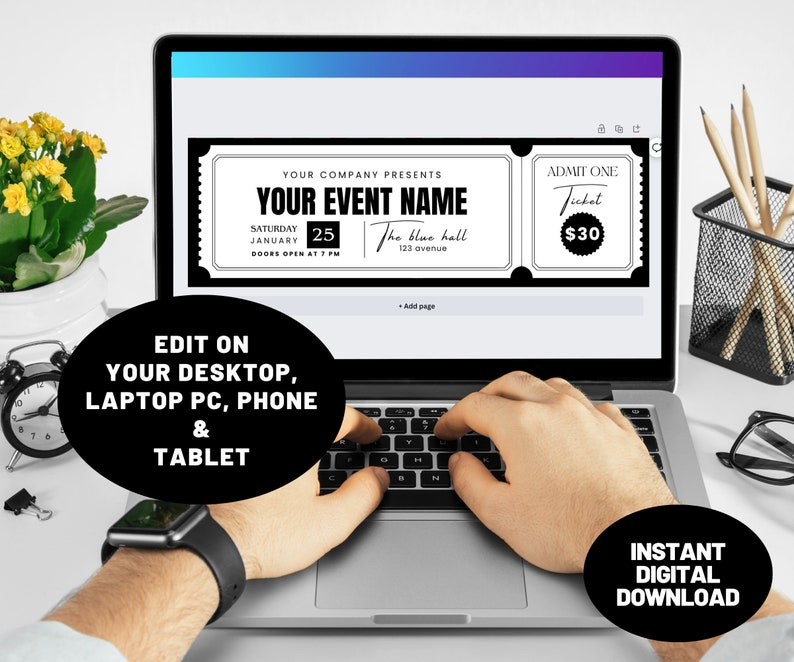 CUSTOMIZABLE Event Ticket, EDITABLE Printable Event Tickets Event ...