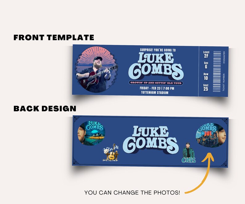 Luke Combs Tour 2024 Ticket, Growin' up and Gettin' Old Tour, Luke