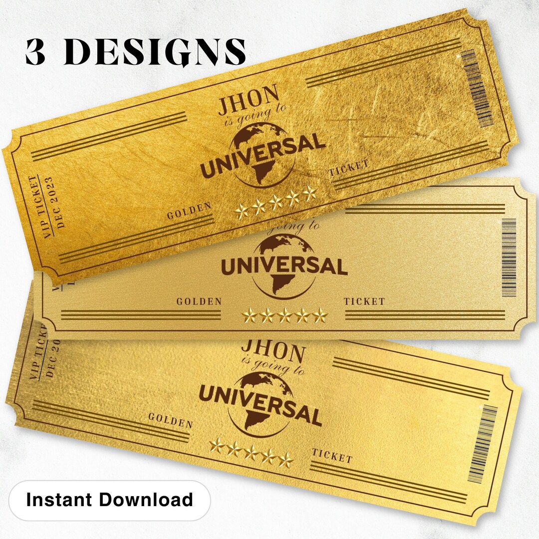 Printable UNIVERSAL STUDIOS Gold Vip Trip Gift Ticket - Etsy