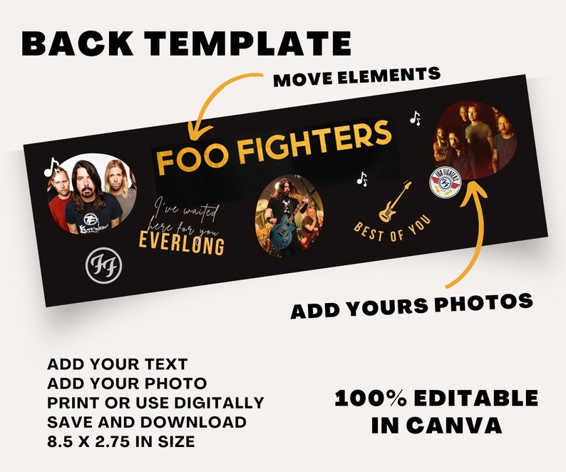 CUSTOMIZABLE Foo Fighters US Tour 2024 Printable Presentation Gift