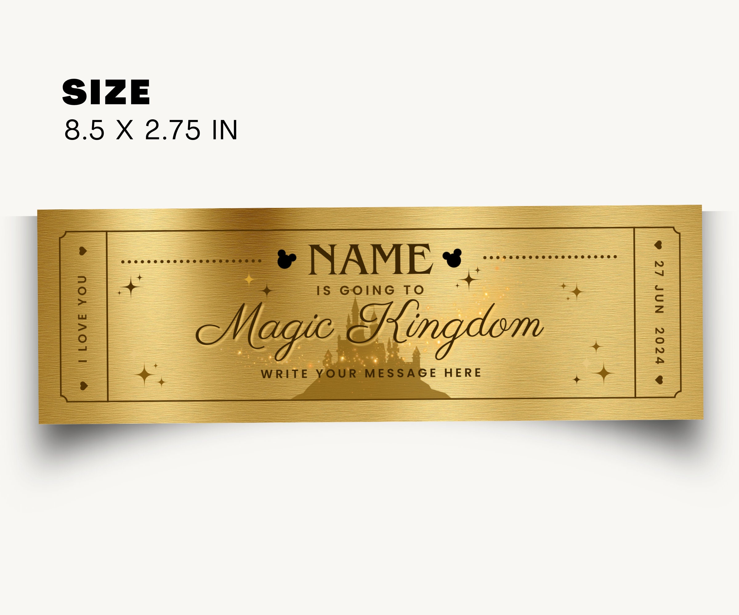 Printable Magic Kingdom Tickets, Theme Park Surprise Reveal, Ticket ...