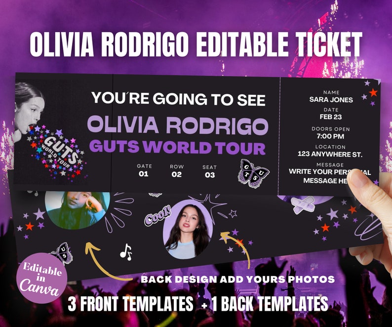 CUSTOMIZABLE Printable Olivia Rodrigo Guts Tour Ticket Stub Souvenir