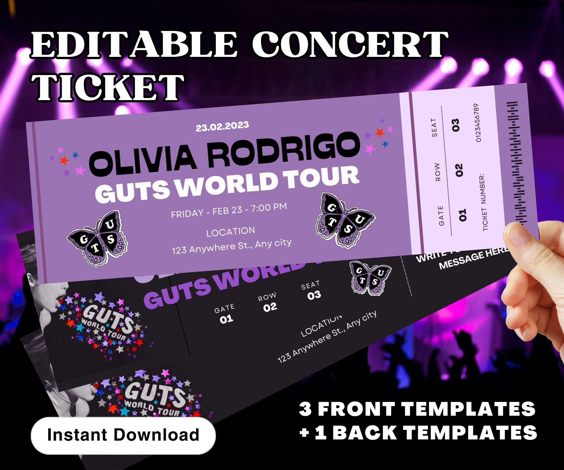 CUSTOMIZABLE Printable Olivia Rodrigo Guts Tour Ticket Stub Souvenir
