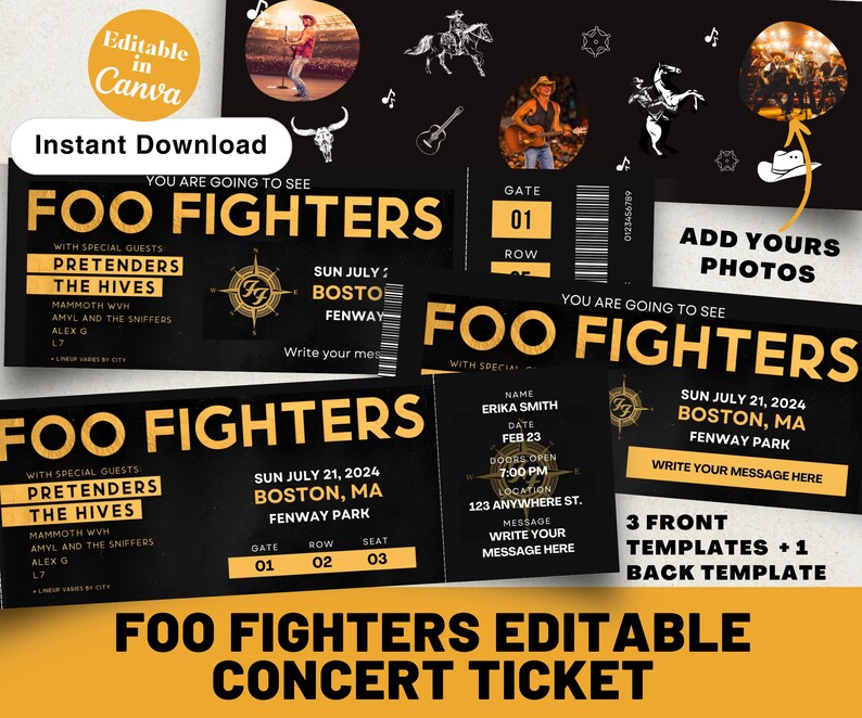 CUSTOMIZABLE Foo Fighters US Tour 2024 Printable Presentation Gift