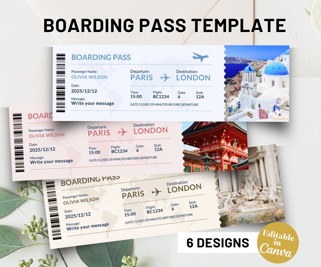 Boarding Pass Ticket EDITABLE, Surprise Trip Ticket, Fake Airline ...