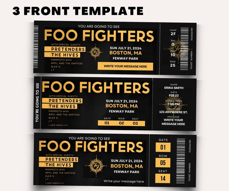 CUSTOMIZABLE Foo Fighters US Tour 2025 Printable Presentation Gift