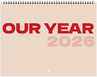 Minimalist Wall Calendar Red & Beige