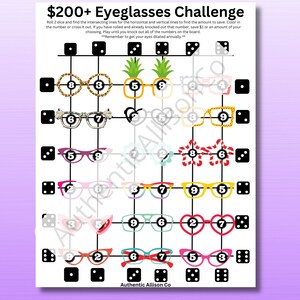 Eyeglasses Savings Challenge Game | Money Savings | Sinking Funds | PDF File Download | Printable