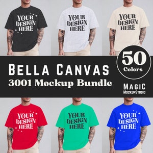 Bella Canvas 3001 T-Shirt Mockup Bundle | Male BC3001 TShirt Mock-up Bundle | Real Model Mockup | Mens Basic Simple Bella Canvas 3001 Mock