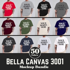 Bella Canvas 3001 T-Shirt Mockup Bundle | Male BC3001 TShirt Mock-up Bundle | Real Model Mockup | Mens Basic Simple Bella Canvas 3001 Mock