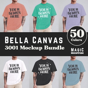 Bella Canvas 3001 T-Shirt Mockup Bundle | Male BC3001 TShirt Mock-up Bundle | Real Model Mockup | Mens Basic Simple Bella Canvas 3001 Mock
